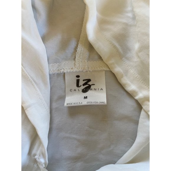 Vintage California IZ Hoodie Med White Button Up Tie Top Bottom Lightweight - Picture 5 of 7